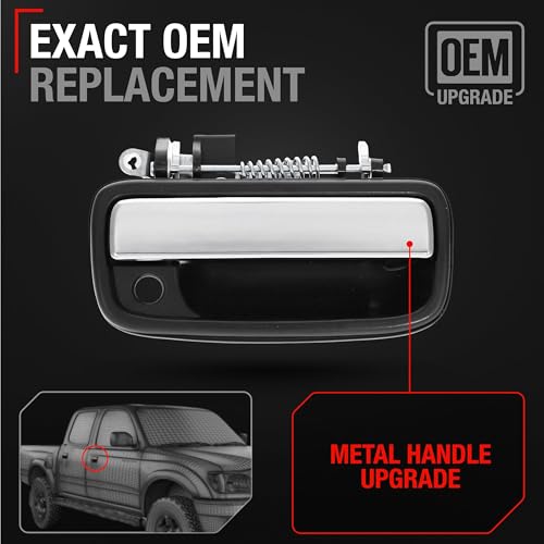 T1A Exterior Front Passenger Door Handle Replacement Upgraded Metal Plastic Housing Compatible with 19952004 Toyota Tacoma Chrome Handle Black Housing wKeyhole OEM 6921035030 - Image 3