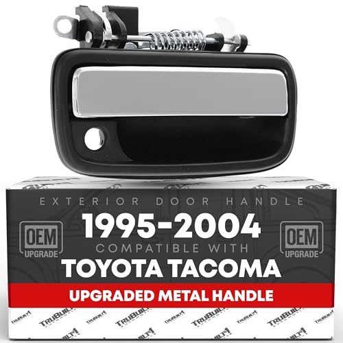 T1A Exterior Front Passenger Door Handle Replacement Upgraded Metal Plastic Housing Compatible with 19952004 Toyota Tacoma Chrome Handle Black Housing wKeyhole OEM 6921035030 - Image 1
