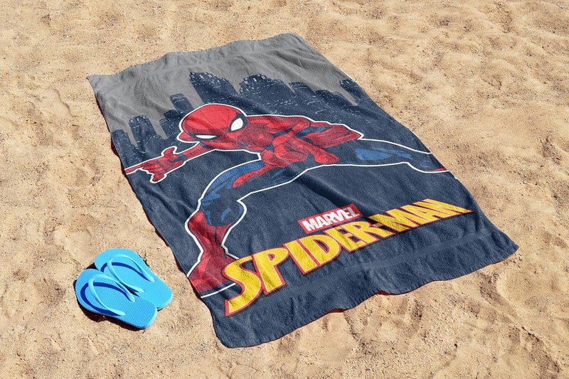Jay Franco Kids Marvel Spiderman 100% Cotton Beach Towel - 71 x 147cm Super Soft Bath Towel, Pool & Travel, Official Licensed Product, Grey - Image 5