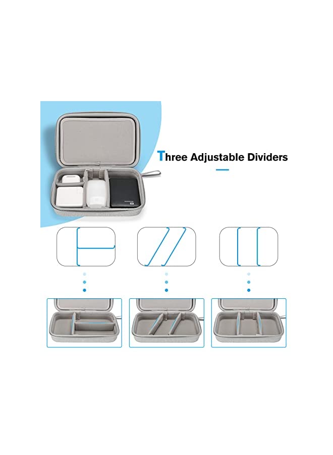 Procases ProCase Hard Travel Electronic Organizer Case for MacBook Power Adapter Chargers Cables Power Bank Apple Magic Mouse Apple Pencil USB Flash Disk SD Card Small Portable Accessories Bag -Grey - Image 4