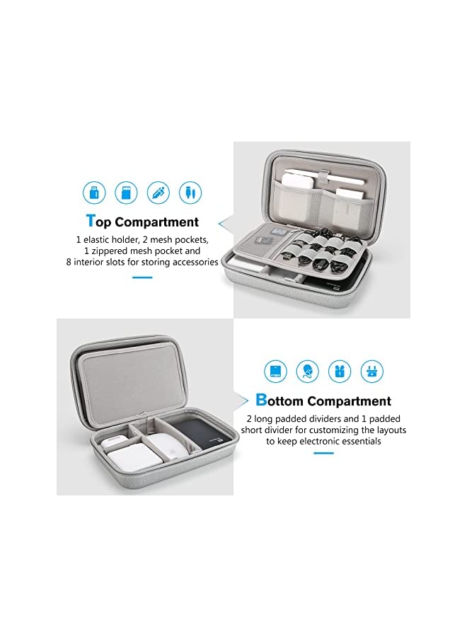 Procases ProCase Hard Travel Electronic Organizer Case for MacBook Power Adapter Chargers Cables Power Bank Apple Magic Mouse Apple Pencil USB Flash Disk SD Card Small Portable Accessories Bag -Grey - Image 3