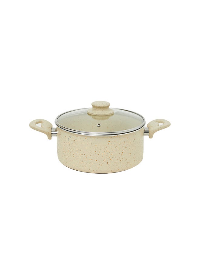 Napoli - 13 Pieces Turkish Granite Cookware Set with Pyrex Lid - Beige - Image 1