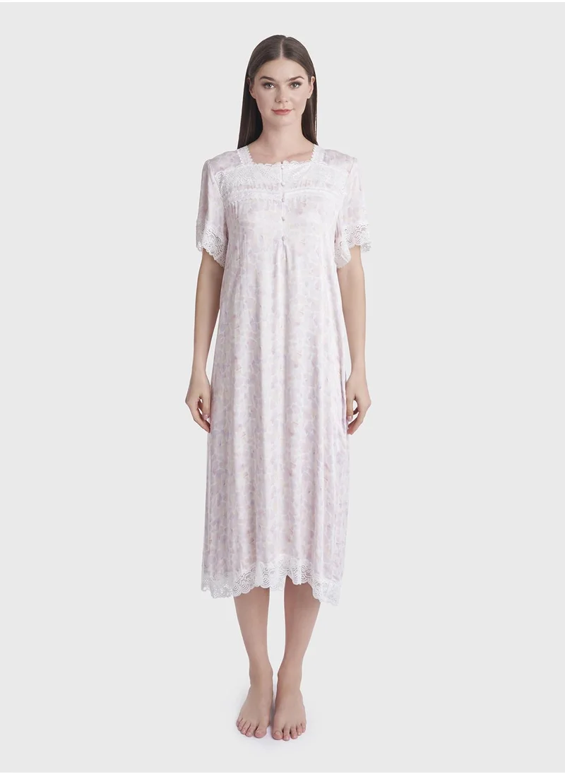 كشخة Abstract Print Mini Nightwear Dress