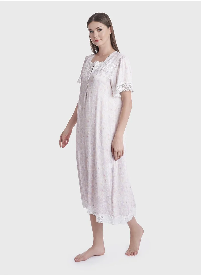 كشخة Abstract Print Mini Nightwear Dress