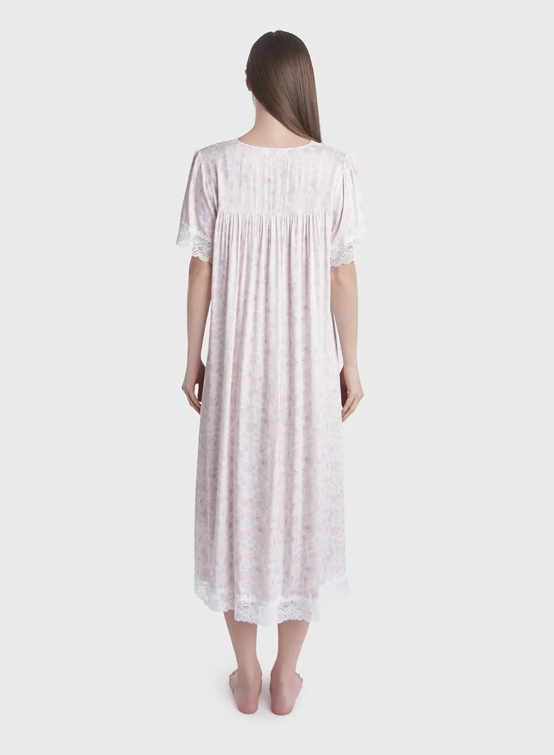 KASHKHA Abstract Print Mini Nightwear Dress