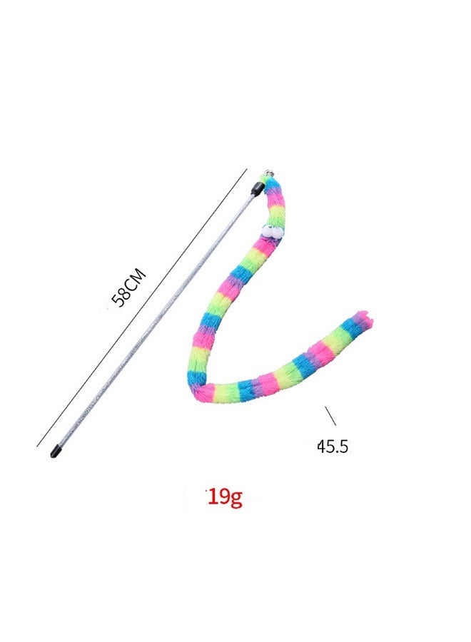 1 Piece Cat Toys Interactive Cat Wand Toys with Feather and Bell Safe Cat Teaser Catcher Stick Toy Colorful  for Cats Kittens Training Pets Exerciser - Image 2