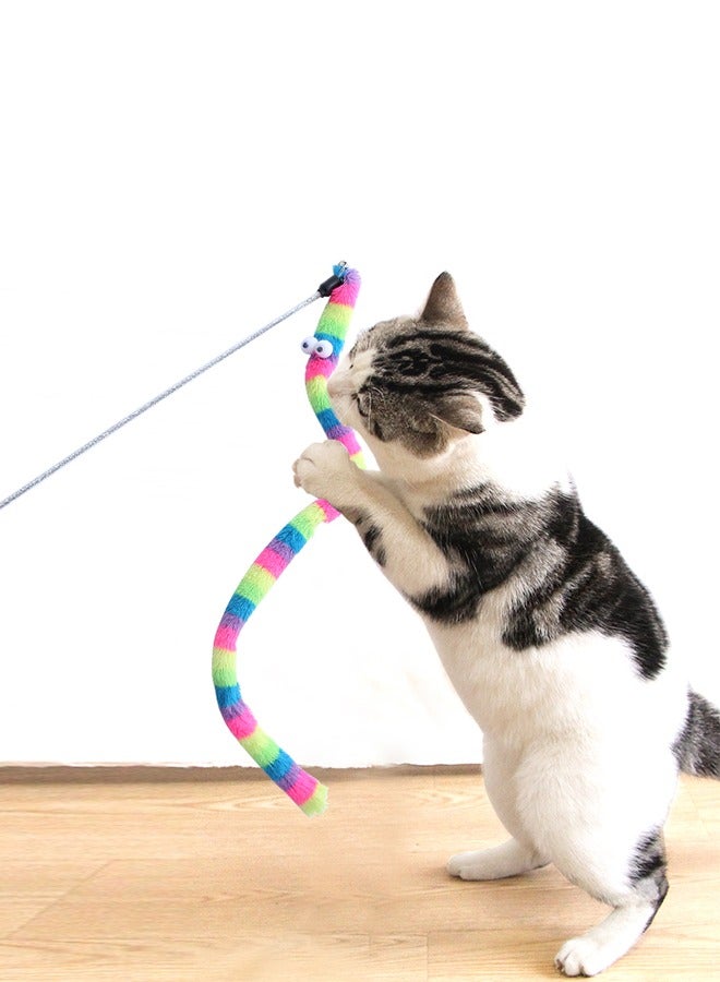 1 Piece Cat Toys Interactive Cat Wand Toys with Feather and Bell Safe Cat Teaser Catcher Stick Toy Colorful  for Cats Kittens Training Pets Exerciser - Image 4