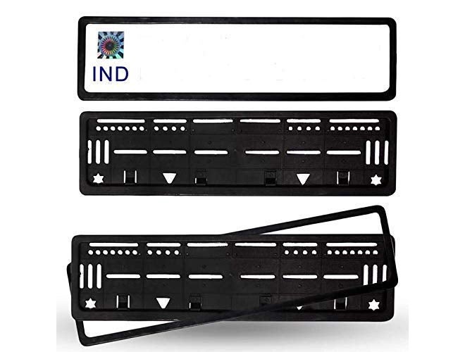 BOWRAIN Car Number Plates Frame (Number Plates Holders) Front and Back for Tata Nano (2008 Onwards), (Set of 2), Black - Image 1