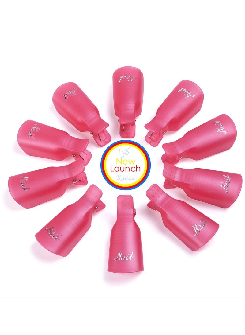 Kanza 10-Piece Nail Art Soak Off Cap Clip Set Pink - Image 1