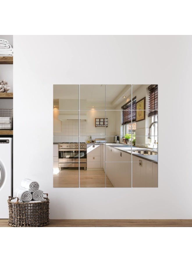 Full Length Wall Mirror, 4PCS Self Adhesive Wall Mounted Square Mirror Tiles, Frameless Mirror set for Home Office Bedroom Living Room Bathroom Door Gym (30 * 30cm)  - Image 3