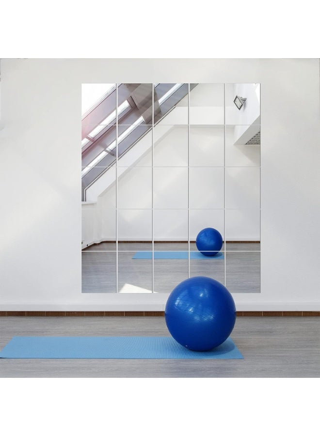 Full Length Wall Mirror, 4PCS Self Adhesive Wall Mounted Square Mirror Tiles, Frameless Mirror set for Home Office Bedroom Living Room Bathroom Door Gym (30 * 30cm)  - Image 5
