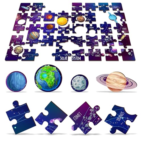 Lefan India Map & Solar System Floor Puzzle Mat for Kids – Set of 2 Educational Wooden Jigsaw Puzzles – Geography & Space Learning Toys for Boys & Girls Age 3+ - Image 4