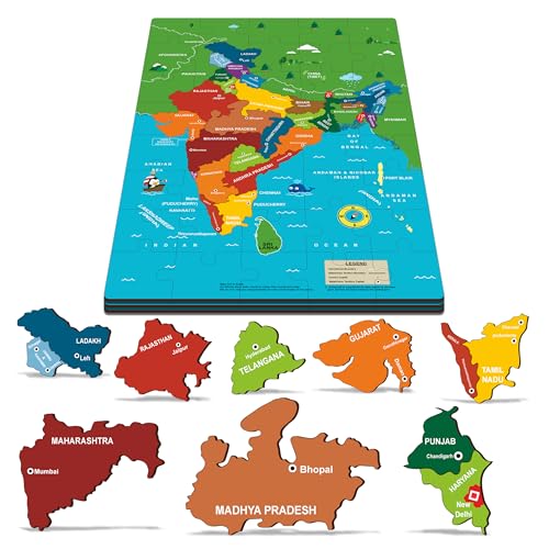 Lefan India Map & Solar System Floor Puzzle Mat for Kids – Set of 2 Educational Wooden Jigsaw Puzzles – Geography & Space Learning Toys for Boys & Girls Age 3+ - Image 2