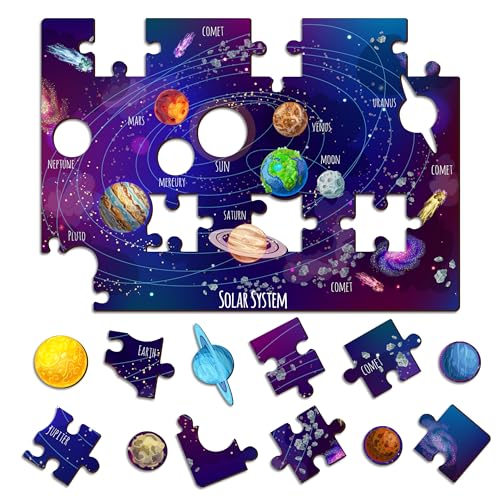 Lefan India Map & Solar System Floor Puzzle Mat for Kids – Set of 2 Educational Wooden Jigsaw Puzzles – Geography & Space Learning Toys for Boys & Girls Age 3+ - Image 5