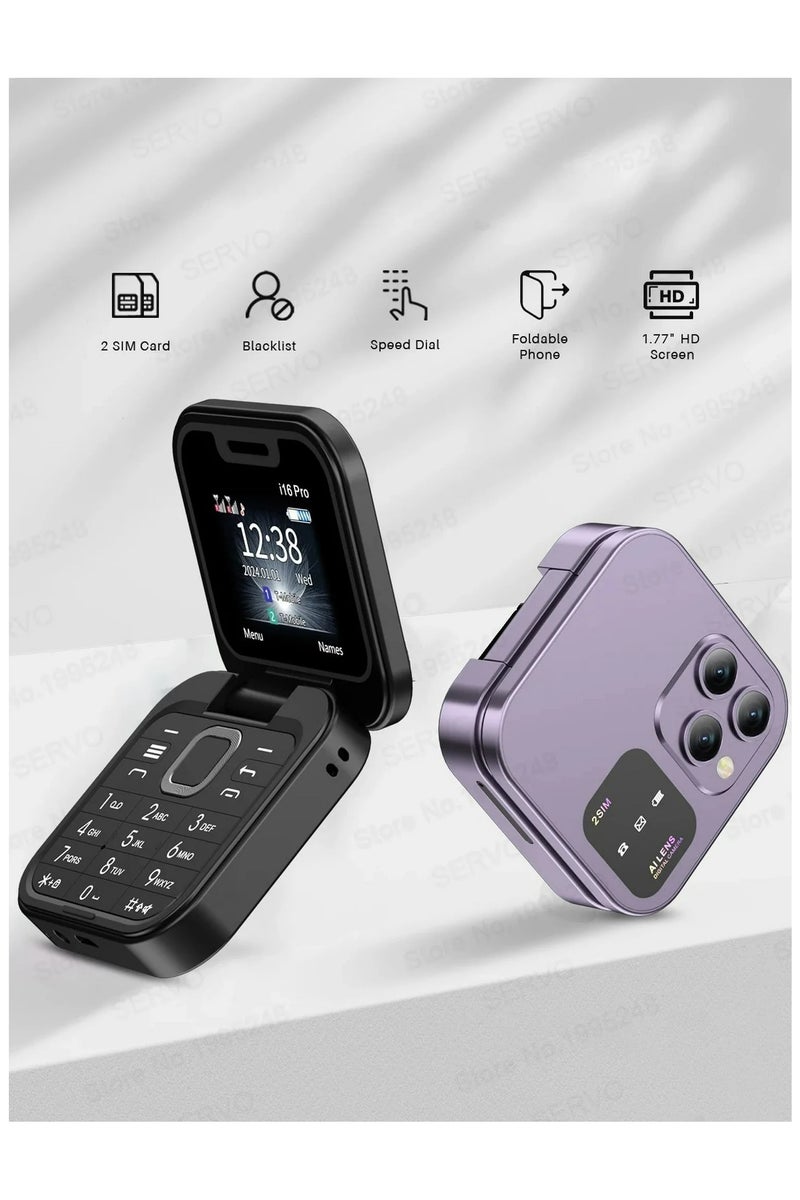 2024 New Mini Flip Mobile Phone 2 SIM Card Small Display Foldable Cell Phone, Unlocked Flip Phone Blue  - Image 5
