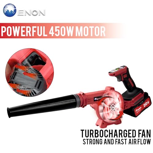 ENON Cordless Air Blower 20V, 2 in 1 Portable Blower & Vacuum, Multipurpose Long Leaf Battery Powered Handheld with Variable Speed for Gardening Works, Car Cleaning, Dust Cleaning (XE-CD6502) - Image 2