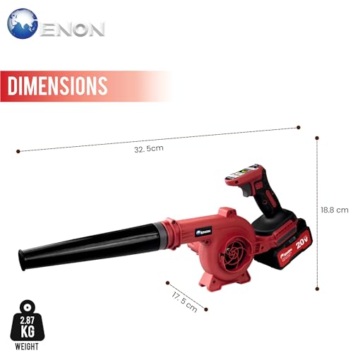 ENON Cordless Air Blower 20V, 2 in 1 Portable Blower & Vacuum, Multipurpose Long Leaf Battery Powered Handheld with Variable Speed for Gardening Works, Car Cleaning, Dust Cleaning (XE-CD6502) - Image 3