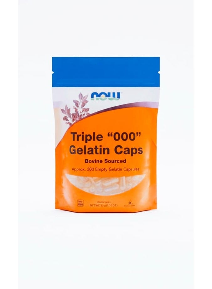 now Triple "000" Gelatin Caps Approx 200 Empty Gelatin Capsules 1.16 Oz 33 G - Image 1