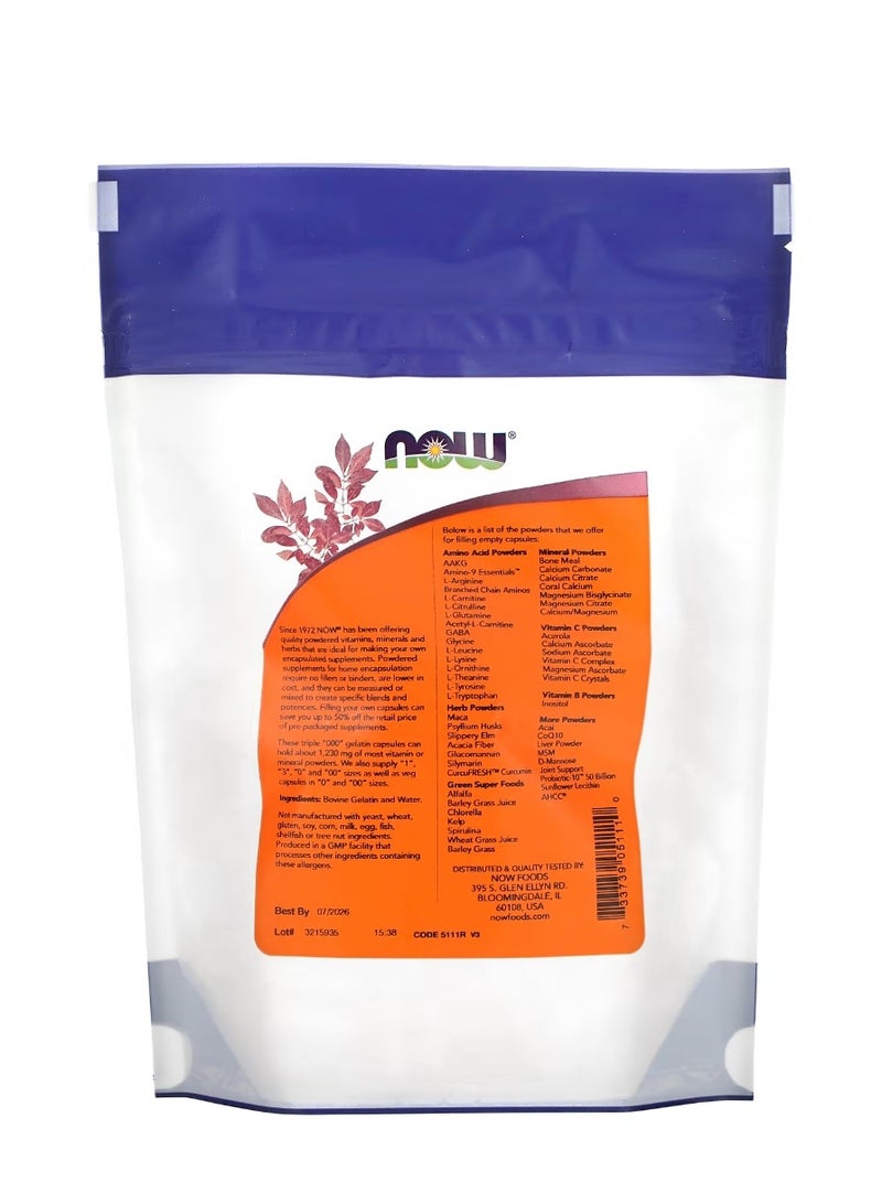 now Triple "000" Gelatin Caps Approx 200 Empty Gelatin Capsules 1.16 Oz 33 G - Image 2