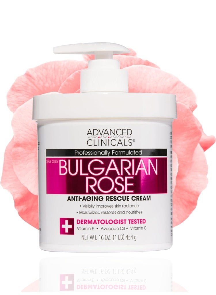 Advanced Clinicals Dryness, Dullness & Uneven Tone Care – Advanced Clinicals Bulgarian Rose Oil Cream for Deep Hydration, Brightening & Radiance Boost - Image 1