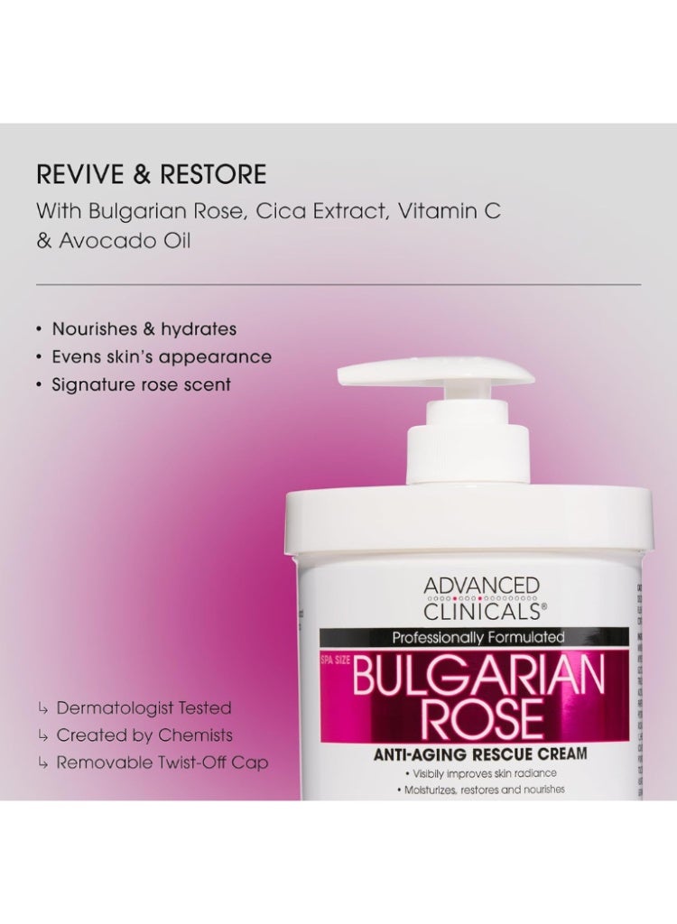 Advanced Clinicals Dryness, Dullness & Uneven Tone Care – Advanced Clinicals Bulgarian Rose Oil Cream for Deep Hydration, Brightening & Radiance Boost - Image 2