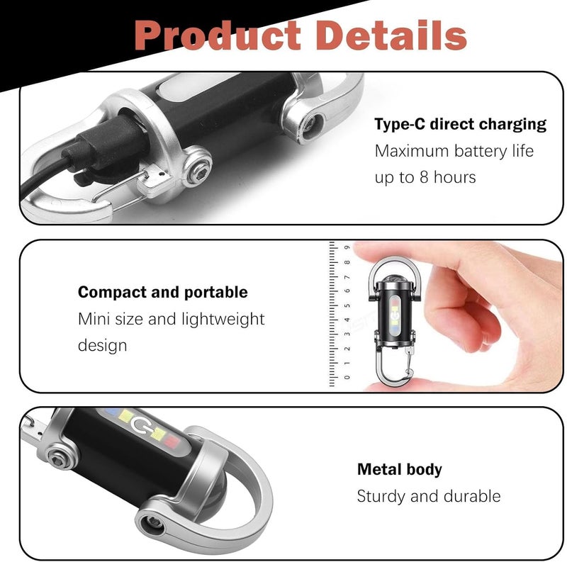 Synkris 500LM Super Bright Mini Keychain Flashlight - Waterproof LED Rechargeable Light for Outdoor Use - Image 3