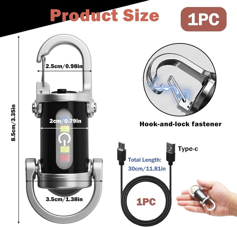 Synkris 500LM Super Bright Mini Keychain Flashlight - Waterproof LED Rechargeable Light for Outdoor Use - Image 2