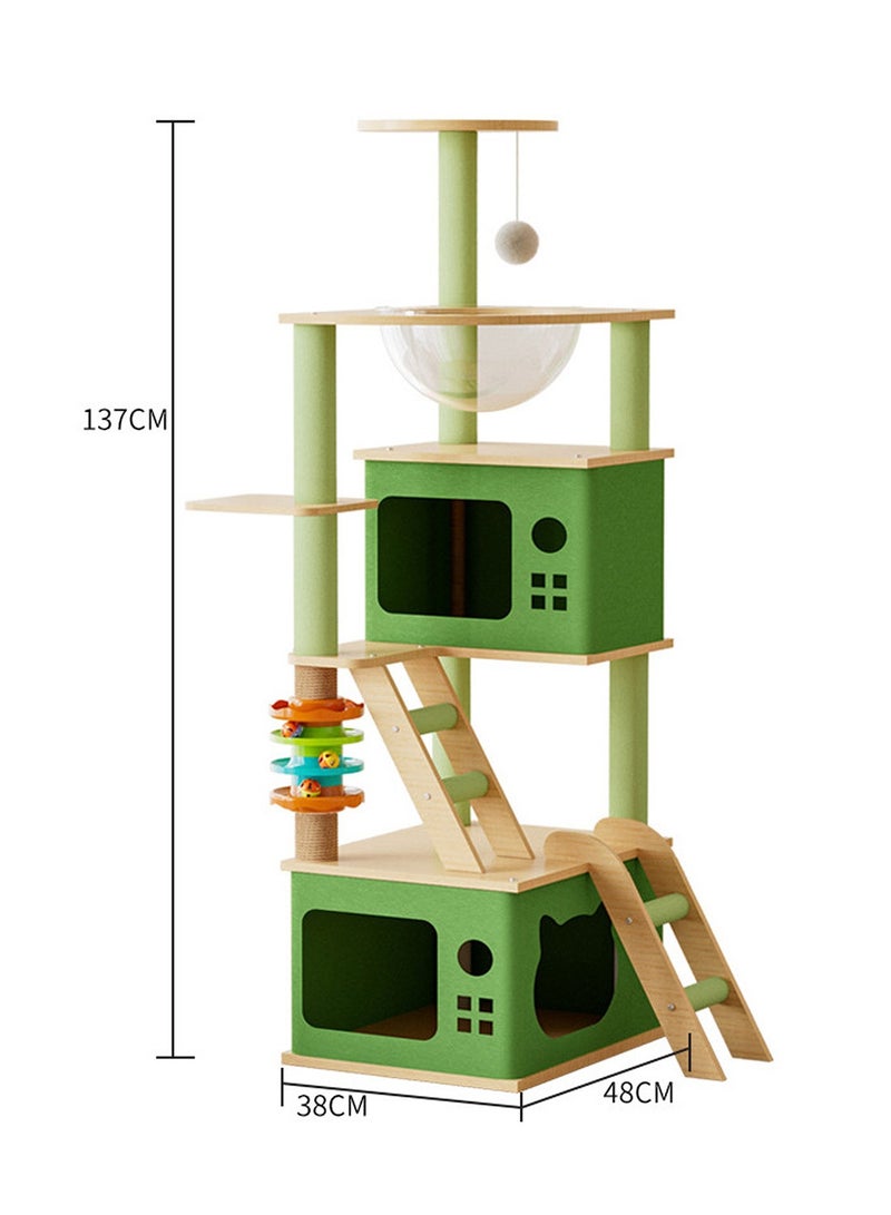 Kidle Cat Tree Sisal Scratching Post Cat Climbing Frame with Space Capsule Large Cat Bed Cat ToysCat Tree Sisal Scratching Post Cat Climbing Frame with Space Capsule Large Cat Bed Cat Toys 137*38*48cm - Image 5