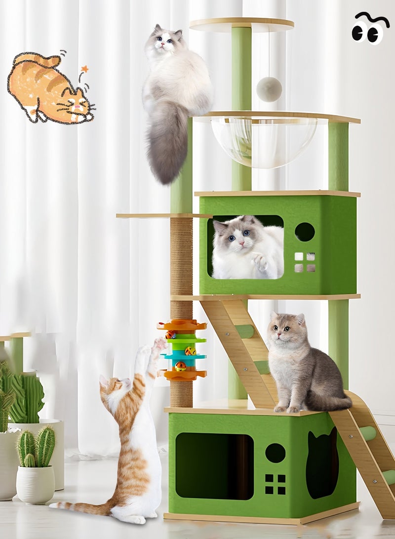 Kidle Cat Tree Sisal Scratching Post Cat Climbing Frame with Space Capsule Large Cat Bed Cat ToysCat Tree Sisal Scratching Post Cat Climbing Frame with Space Capsule Large Cat Bed Cat Toys 137*38*48cm - Image 2