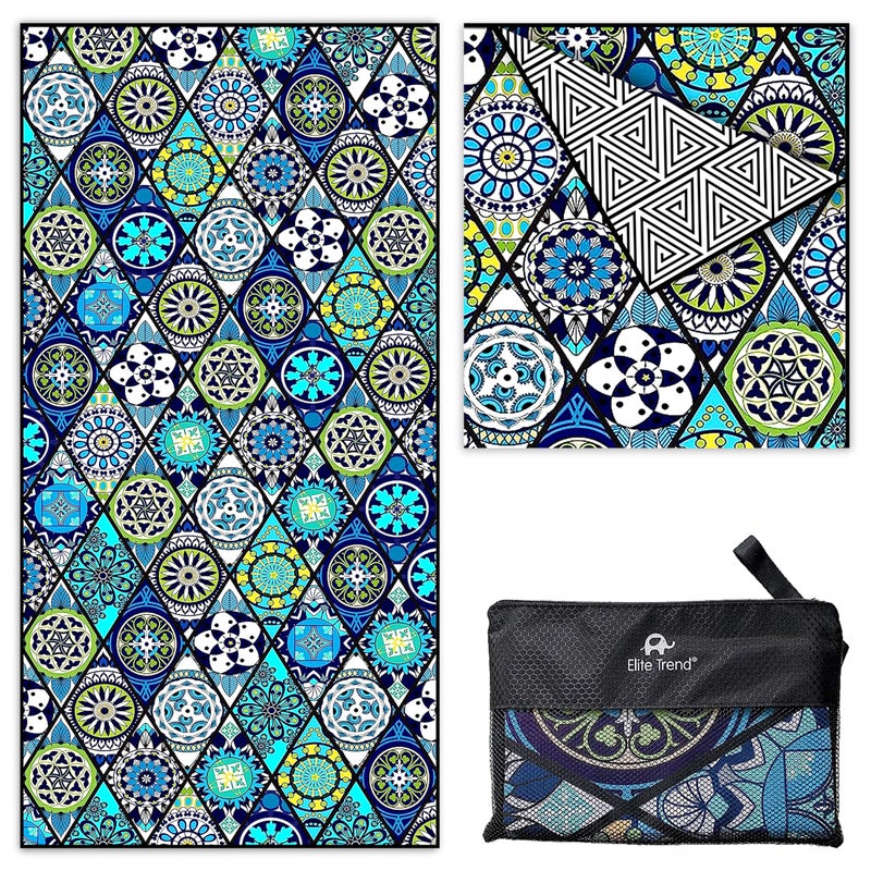 Elite Trend Microfiber Beach Towel for Adults with Bag  Extra Large 78x35 inch Lightweight Sand Free Quick Dry Towel for Travel Swimming Yoga Camping Hibiscus