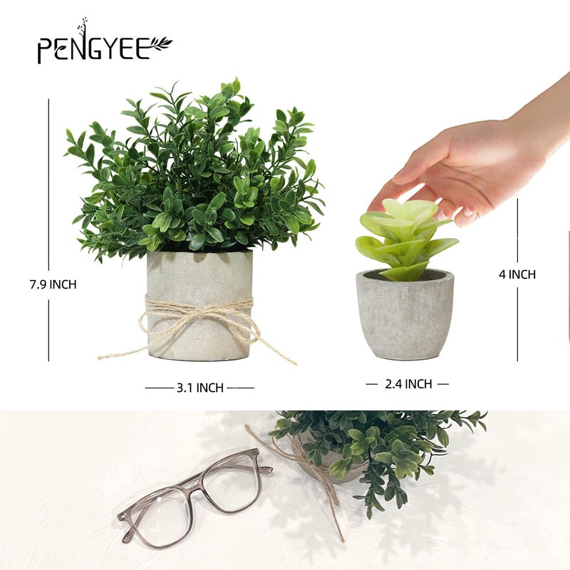 PENGYEE 4Pcs Fake Succulents Plants Artificial Plants Indoor for Office Decor - Small Artificial Plants in Pots for Desk Decorations - Fake Plant for Shelf Decor Kitchen Bedroom Living Room Decor - Image 5