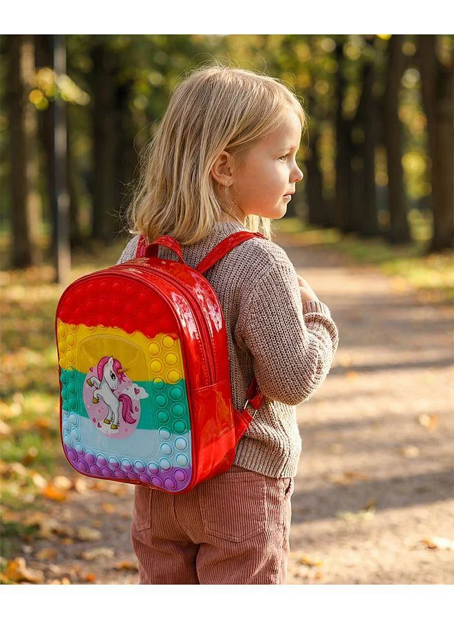 Fab N Funky Fab N Funky Unicorn Theme Backpack, Adjustable, Strap, Zipper Closure, Bottle Holder, 3 Years+, Multicolor - 12 Inches