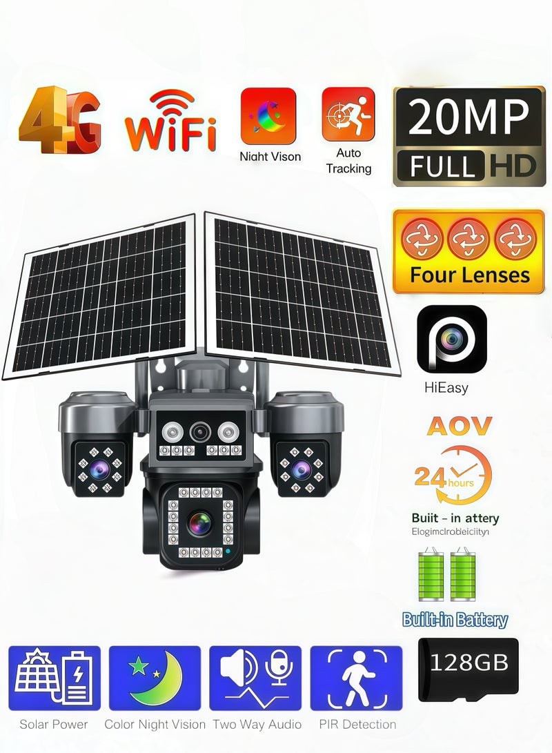 Generic 8K 20MP Ultra - Clear AOV 4G Solar - Powered Smart Camera: All - day Four - Screen Recording, Enjoy a New Security Experience Intelligently. It also has wide - angle outdoor monitoring capability and comes with a 128GB SD card. - Image 1