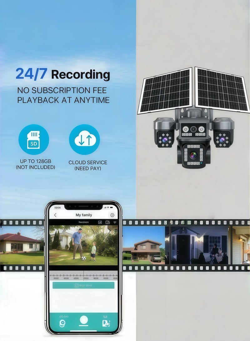 Generic 8K 20MP Ultra - Clear AOV 4G Solar - Powered Smart Camera: All - day Four - Screen Recording, Enjoy a New Security Experience Intelligently. It also has wide - angle outdoor monitoring capability and comes with a 128GB SD card. - Image 4