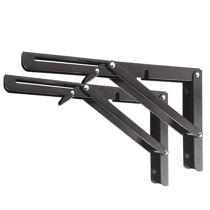 HRDR Luxury Max Folding Shelf Brackets Heavy Duty Metal Collapsible Shelf Bracket for Bench Table Shelf Hinge Wall Mounted Space Saving DIY Bracke 30cm - Image 1