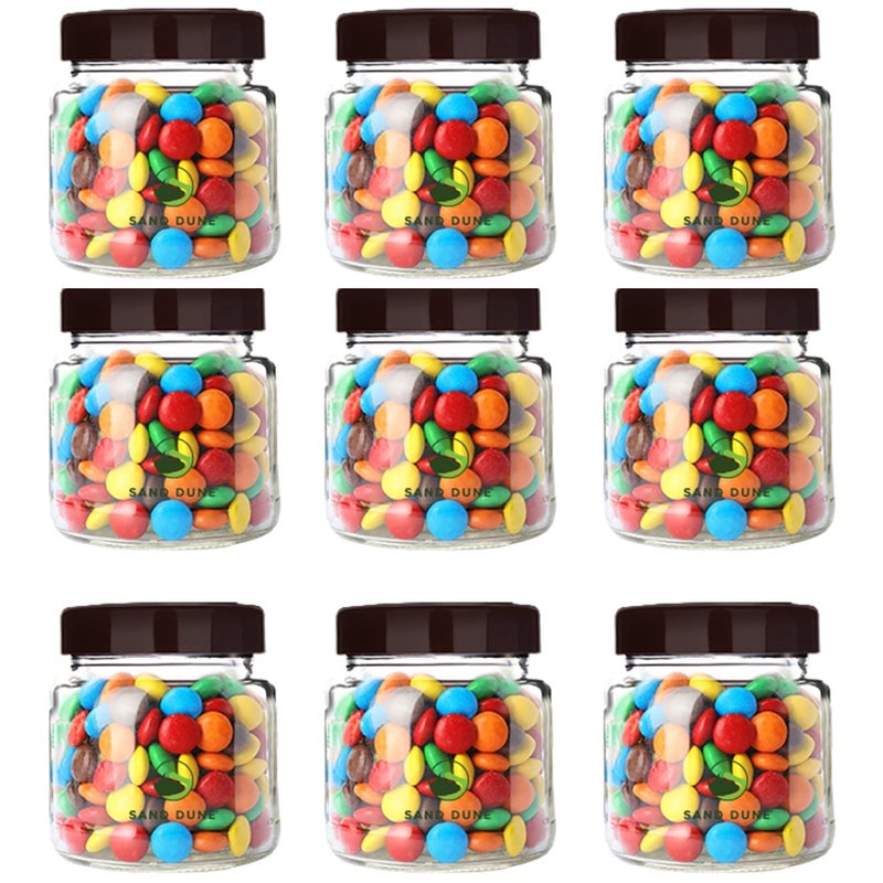 SAND DUNE Set of 9 500 ml Each Storage Glass Jar Brown Cap Transparent BPA Free Cookies Dry Fruits Masala Spices Cereal and Flour - Image 1