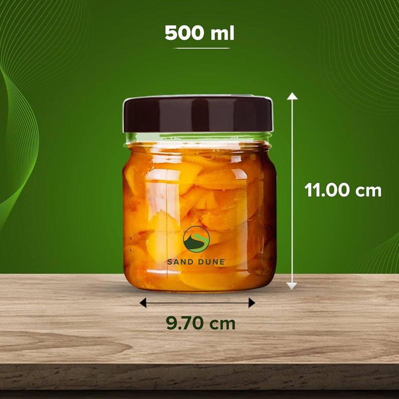 SAND DUNE Set of 9 500 ml Each Storage Glass Jar Brown Cap Transparent BPA Free Cookies Dry Fruits Masala Spices Cereal and Flour - Image 5