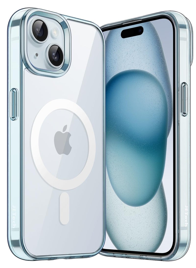 Jetech Magnetic Case for Iphone 15 6.1 Inch Compatible With Magsafe Wireless Charging Shockproof Phone Bumper Cover Anti Scratch Clear Back Blue - Image 1