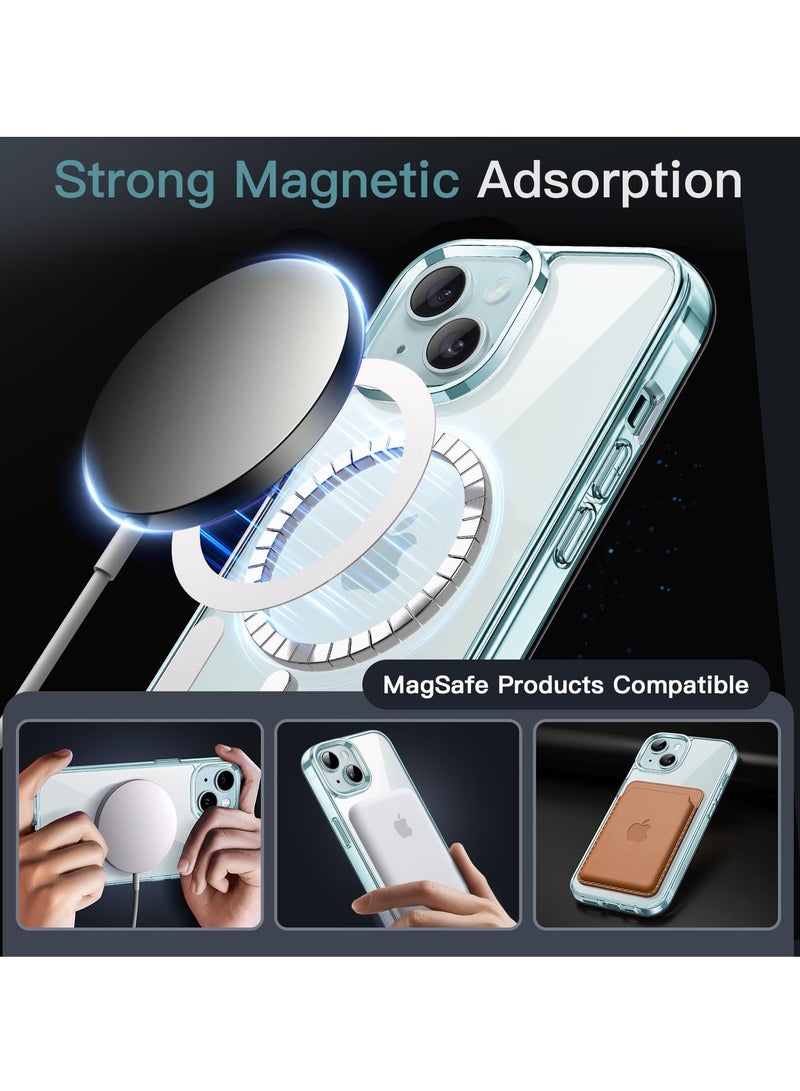 Jetech Magnetic Case for Iphone 15 6.1 Inch Compatible With Magsafe Wireless Charging Shockproof Phone Bumper Cover Anti Scratch Clear Back Blue - Image 3