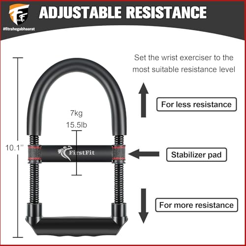 FirstFit Carbon Steel Adjustable Forearm Strengthener Wrist Exerciser Equipment for Upper Arm Workout and Strength Training, Forearm Hand Strengtheners Fitness Equipment (Black) - Image 5