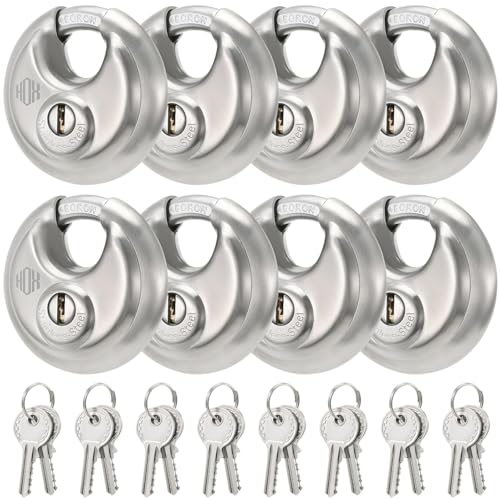 HOX Heavy Duty Padlock with Key 70mm Stainless Steel Commercial Discus Keyed Lock High Security 8 Pack - Image 1