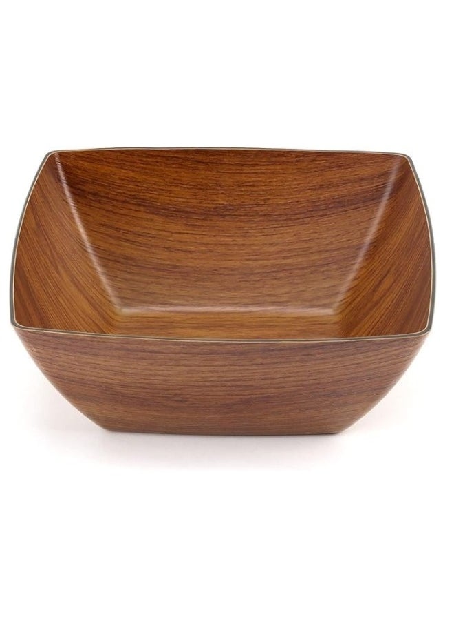 Evelin Wood Finish Plastic Bowl for Salads, Fruits and Popcorn Adds an Elegant Look to Your Home Square Shape 16cm (Shatterproof)  - Image 4