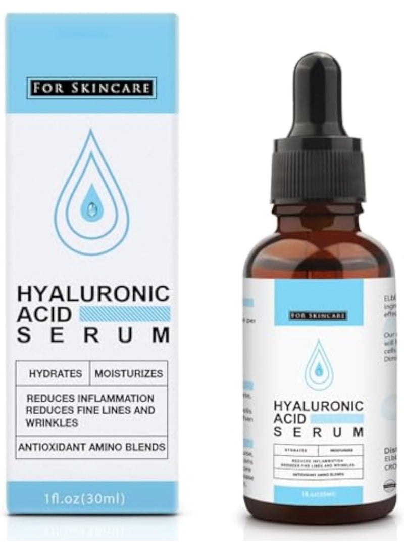 Hyaluronic Acid Serum For Skin, Face Serum, Hydrates, Moisturizes, Plumps Reduces Wrinkles, Anti Aging Original Moisturizer Normal To Dry Skin And Fine Lines