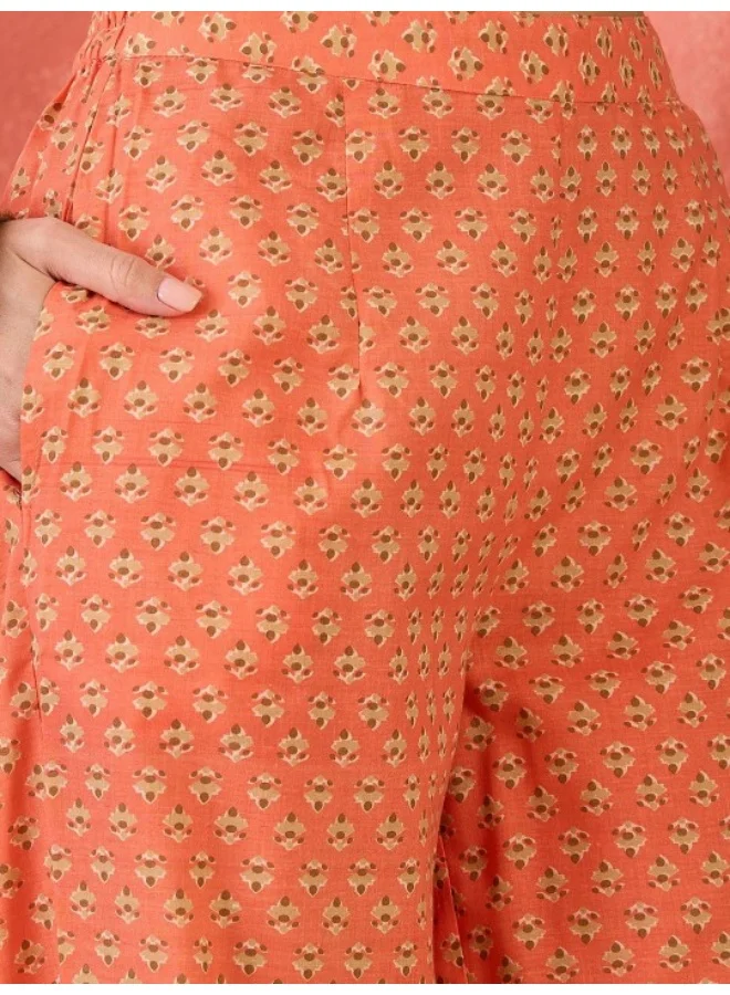 أيه كيه إس Peach Cotton Kurta Set With Afgani Pants