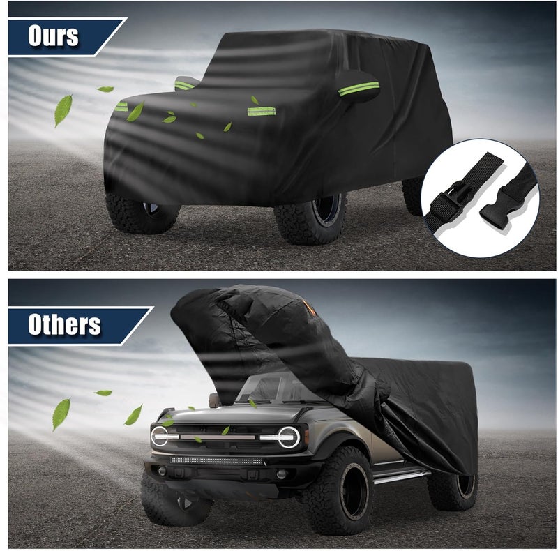 يو إكس سيل غطاء سيارة مقاوم للماء من uXcell لطراز Ford Bronco بأبواب أربعة (2021-2023) - حماية من جميع الأحوال الجوية مع سحاب، يحمي من المطر وأشعة الشمس - Image 3