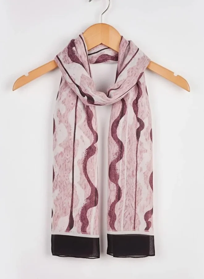 عبايات لمحة طرحة موج وردي – شيفون بنقشة انسيابية وإطار أسود