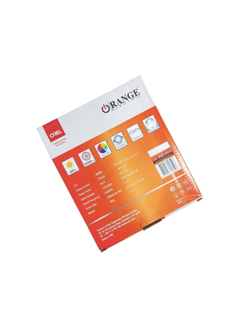 RACO - RACO Orange Electric 12w Led Panal Ceiling Surface Light Round Warm White 3000k - Image 1