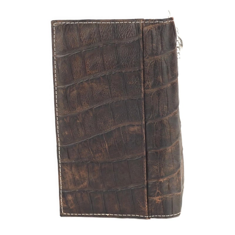 Ariat Men's Rodeo Wallet with Floral Embossed Overlay and Western Concho, Multiple Compartments, Brown - Image 3