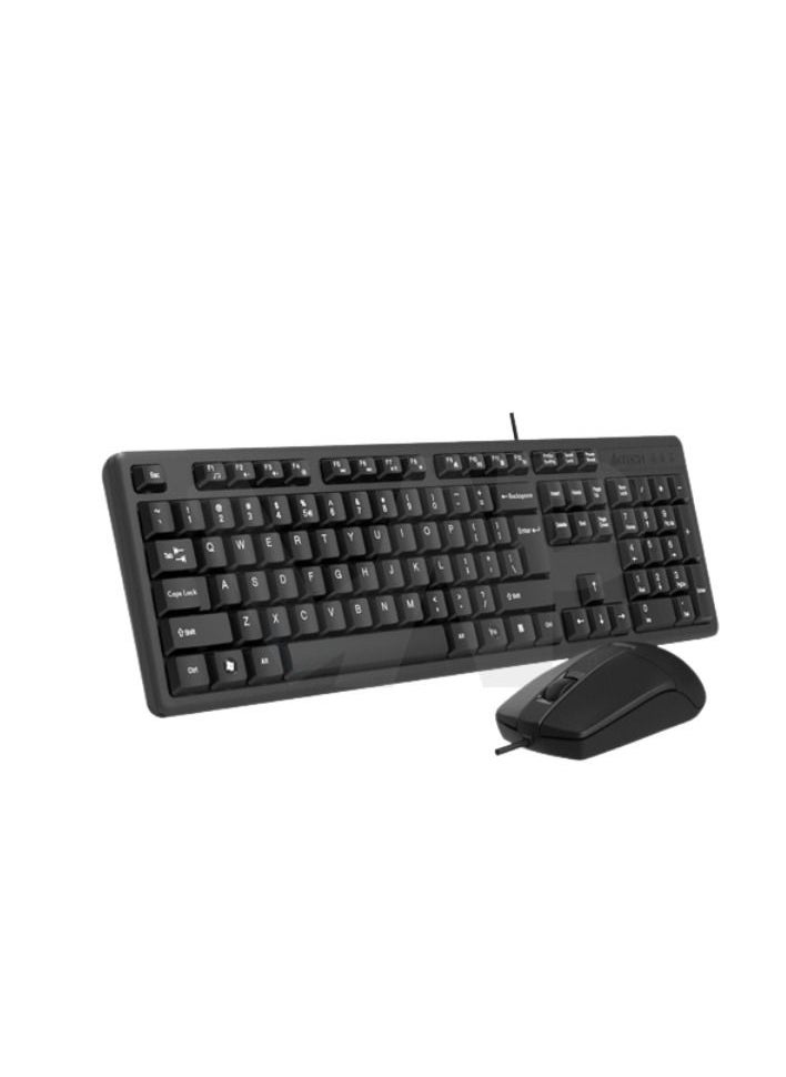 A4TECH Multimedia Fn Desktop Keyboard With Silent Click KK-3330S, Laser Printing & Traditional keycaps, Optical Mouse 1200 Dpi, Black  - Image 1