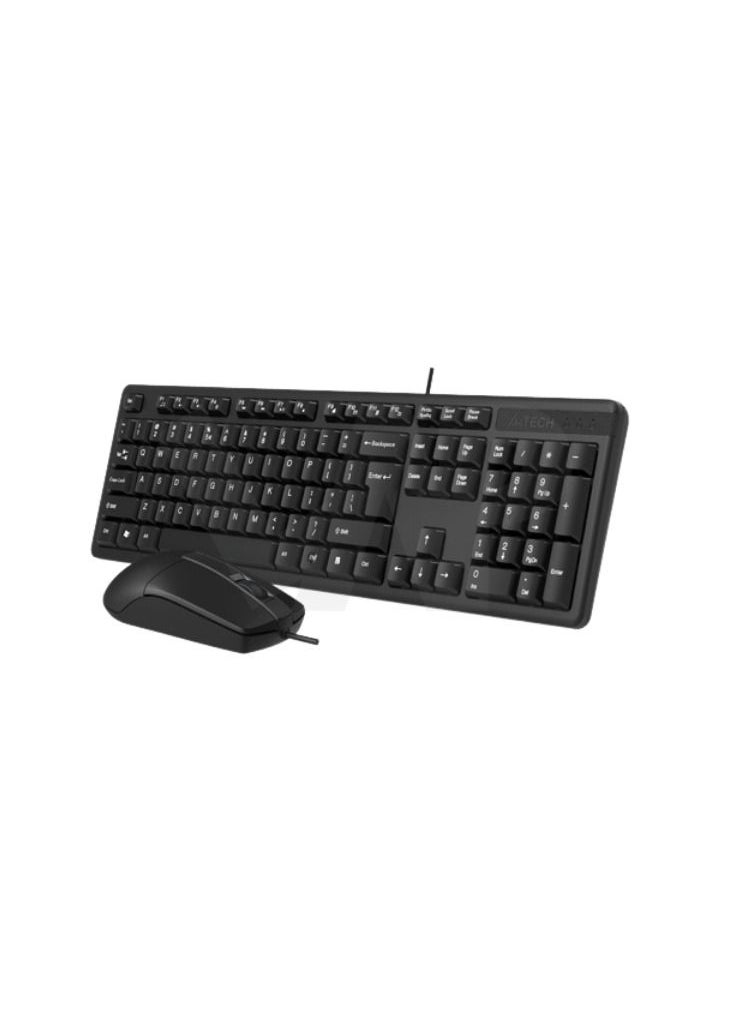 A4TECH Multimedia Fn Desktop Keyboard With Silent Click KK-3330S, Laser Printing & Traditional keycaps, Optical Mouse 1200 Dpi, Black  - Image 3